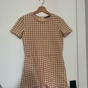 Zara Red and Cream Grid Mini Romper